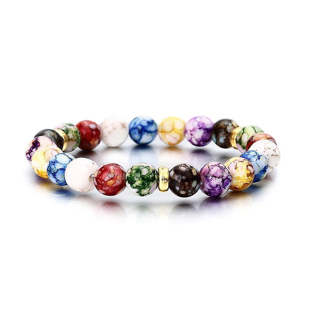 Colorful Beads Rainbow Healing Crystal Chakra Yoga Hologram Bracelets For Women Kemu |Fashion Home Kitchen Beauty