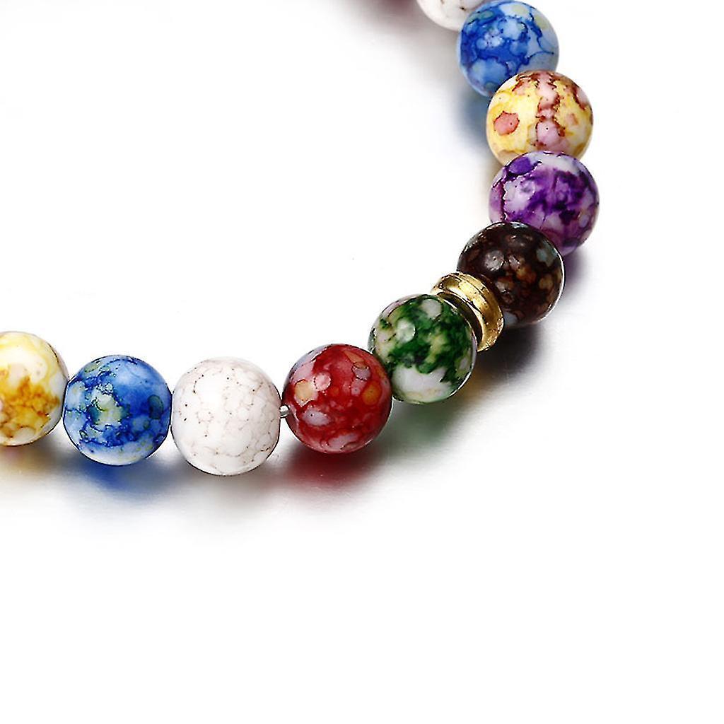 Colorful Beads Rainbow Healing Crystal Chakra Yoga Hologram Bracelets For Women Kemu |Fashion Home Kitchen Beauty