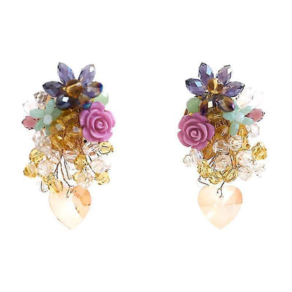 Creative Crystal Flower Beaded Earrings Eardrop Pendant Earrings For Women Girl Jewelry Gift Kemu |Fashion Home Kitchen Beauty