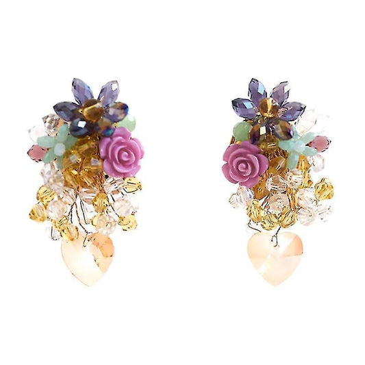Creative Crystal Flower Beaded Earrings Eardrop Pendant Earrings For Women Girl Jewelry Gift Kemu |Fashion Home Kitchen Beauty