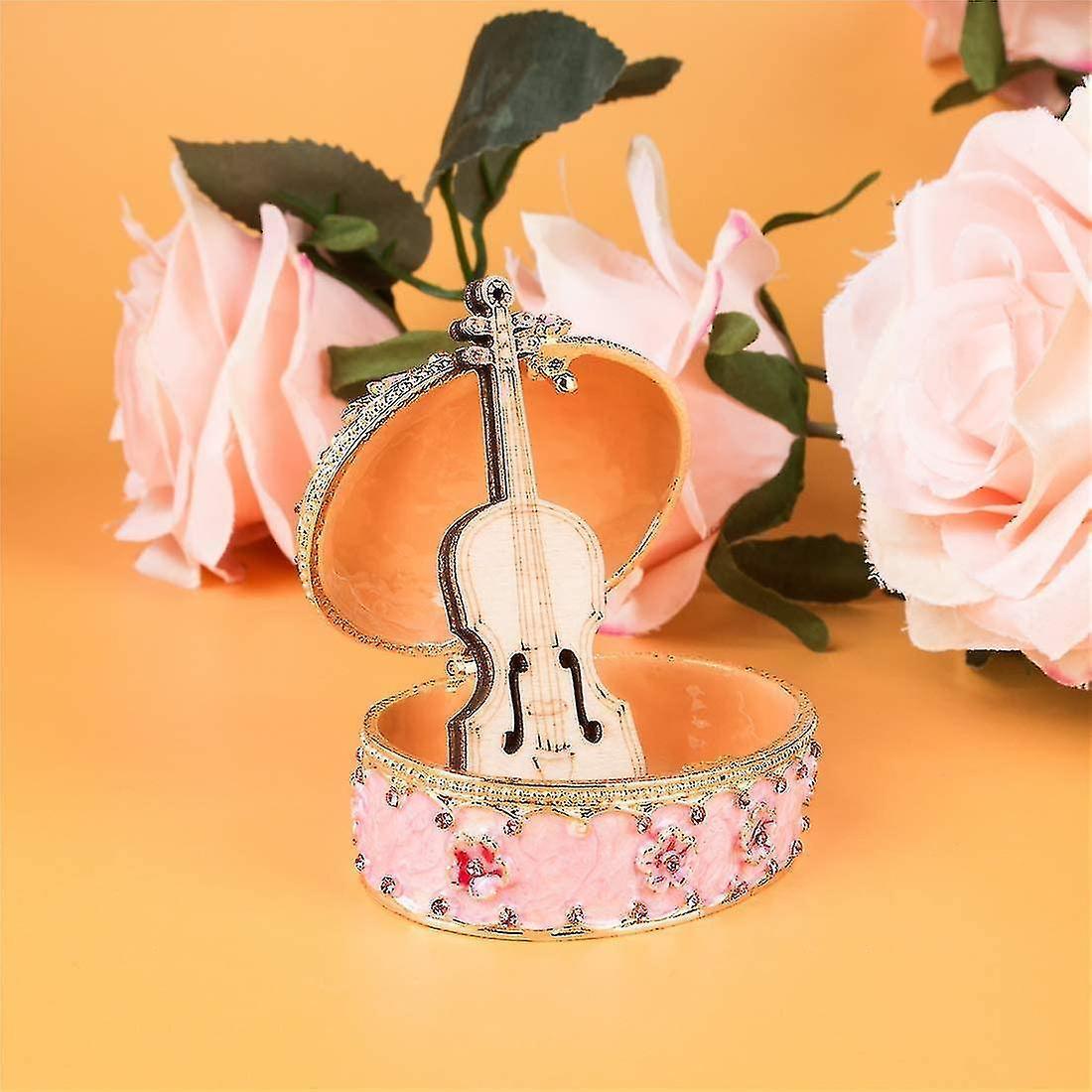Crystal Trinket Jewelry Boxes Hinged,hand-painted Pink Flower Butterfly Pattern Jeweled Box For Girls Kemu |Fashion Home Kitchen Beauty