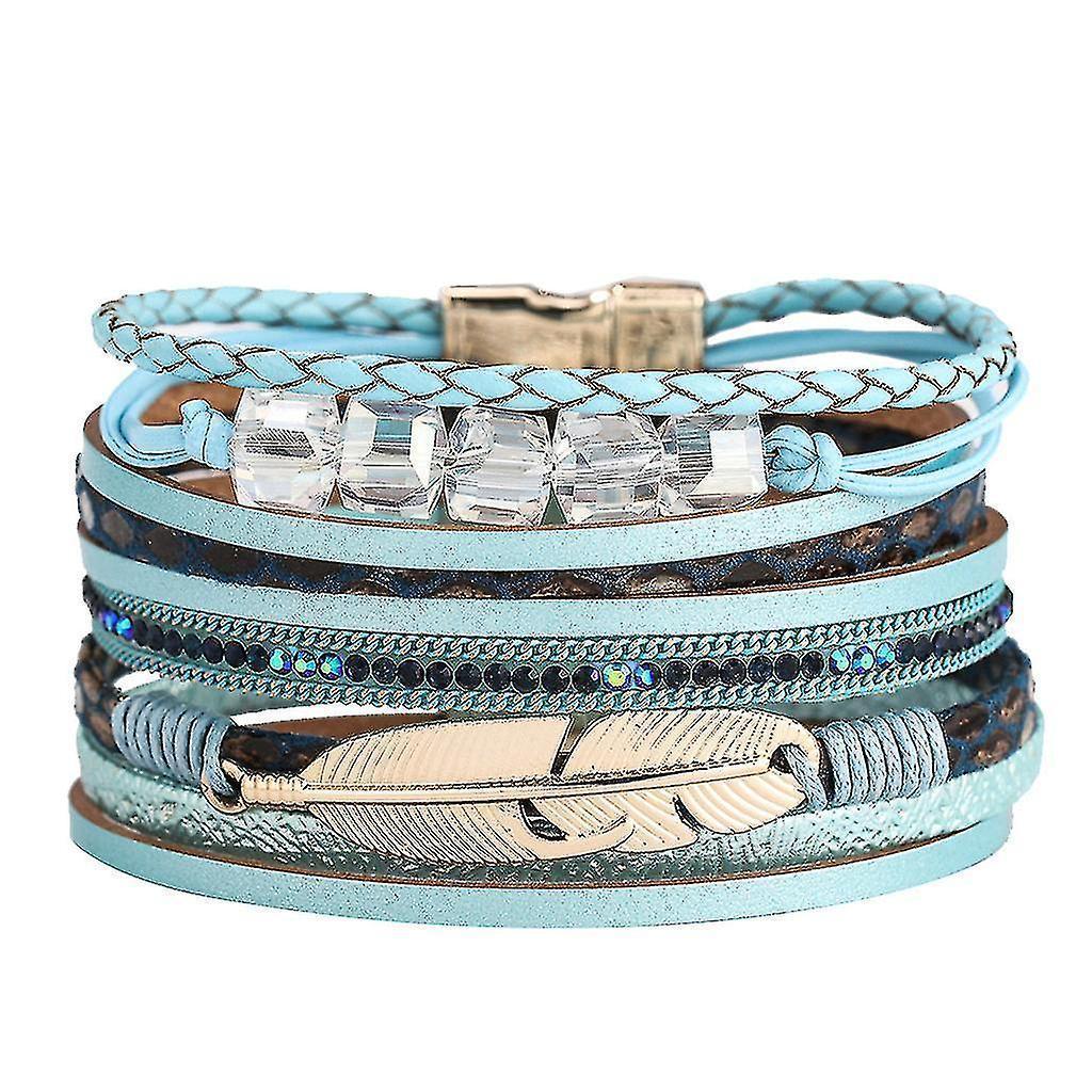 Sajy Women's Feather Wrap Bracelet Crystal Bracelet Handmade Jewelry Bohemian Gift Kemu |Fashion Home Kitchen Beauty