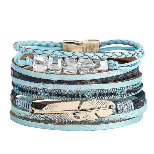 Sajy Women's Feather Wrap Bracelet Crystal Bracelet Handmade Jewelry Bohemian Gift Kemu |Fashion Home Kitchen Beauty