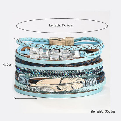 Sajy Women's Feather Wrap Bracelet Crystal Bracelet Handmade Jewelry Bohemian Gift Kemu |Fashion Home Kitchen Beauty