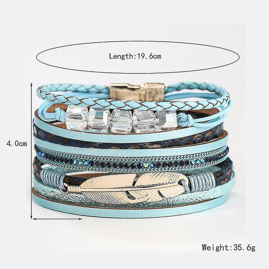 Sajy Women's Feather Wrap Bracelet Crystal Bracelet Handmade Jewelry Bohemian Gift Kemu |Fashion Home Kitchen Beauty