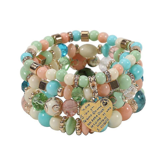 Set Of 4 Bohemian Stretch Crystal Bracelets Crystal Bracelets For Women Girls Kemu |Fashion Home Kitchen Beauty