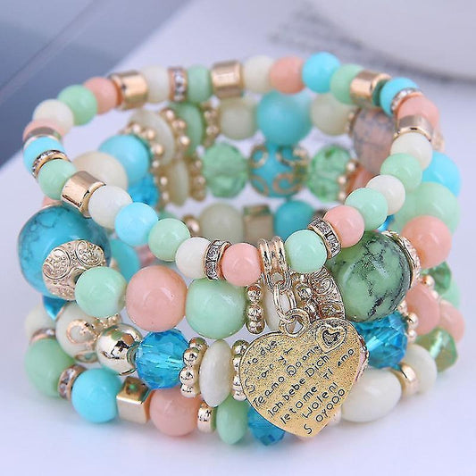 Set Of 4 Bohemian Stretch Crystal Bracelets Crystal Bracelets For Women Girls Kemu |Fashion Home Kitchen Beauty