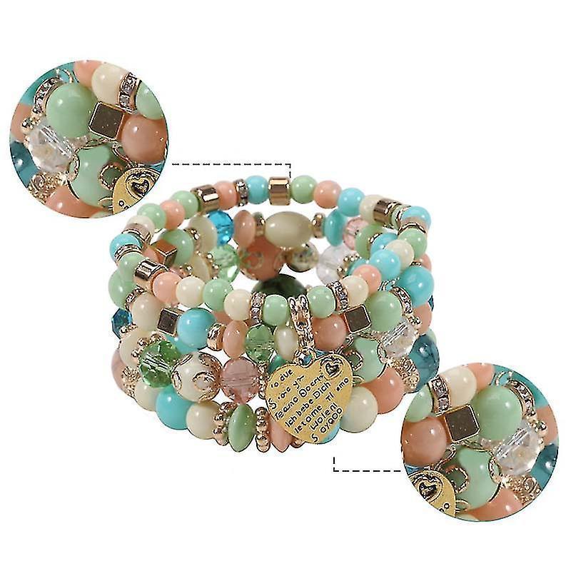 Set Of 4 Bohemian Stretch Crystal Bracelets Crystal Bracelets For Women Girls Kemu |Fashion Home Kitchen Beauty