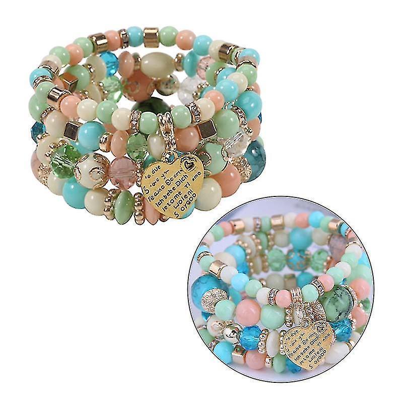 Set Of 4 Bohemian Stretch Crystal Bracelets Crystal Bracelets For Women Girls Kemu |Fashion Home Kitchen Beauty
