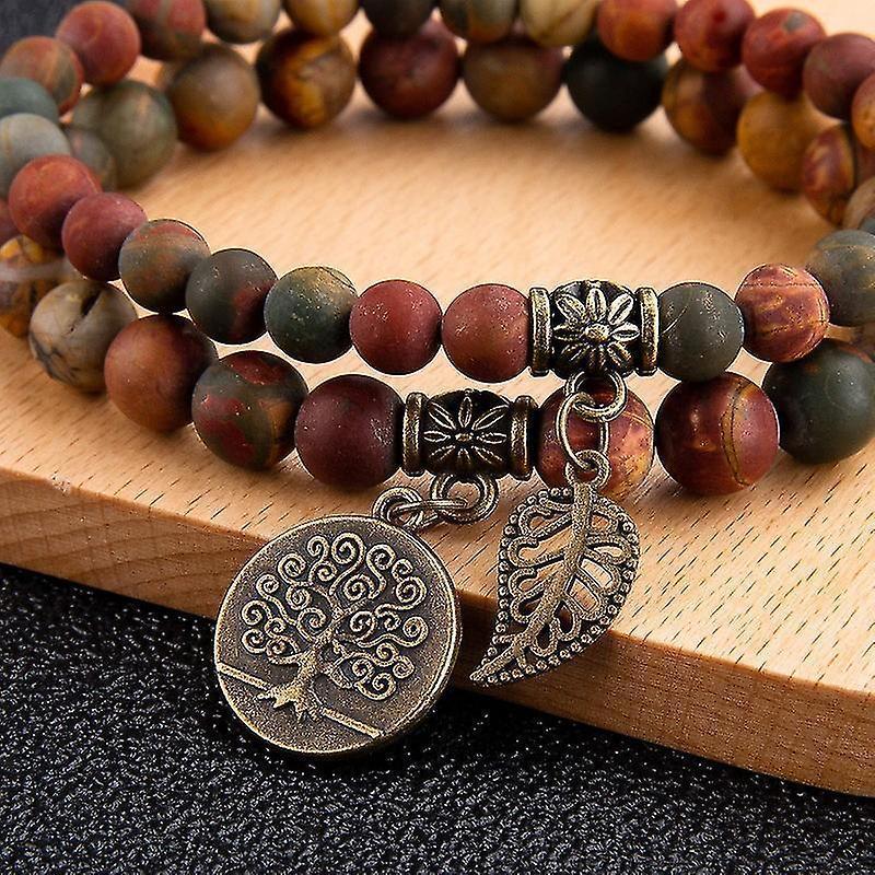 Th Bracelets For Women - Healing Crystals Bracelet Women Natural Gemstones Yoga Reiki Bangle- Set Of Double Bracelets(2 Pcs, Brown) Kemu |Fashion Home Kitchen Beauty