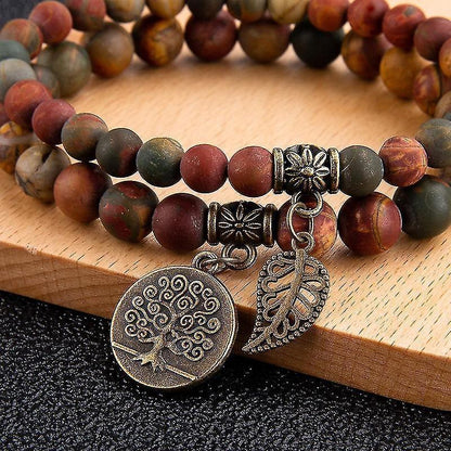 Th Bracelets For Women - Healing Crystals Bracelet Women Natural Gemstones Yoga Reiki Bangle- Set Of Double Bracelets(2 Pcs, Brown) Kemu |Fashion Home Kitchen Beauty