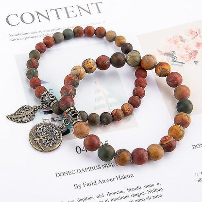 Th Bracelets For Women - Healing Crystals Bracelet Women Natural Gemstones Yoga Reiki Bangle- Set Of Double Bracelets(2 Pcs, Brown) Kemu |Fashion Home Kitchen Beauty