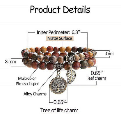 Th Bracelets For Women - Healing Crystals Bracelet Women Natural Gemstones Yoga Reiki Bangle- Set Of Double Bracelets(2 Pcs, Brown) Kemu |Fashion Home Kitchen Beauty