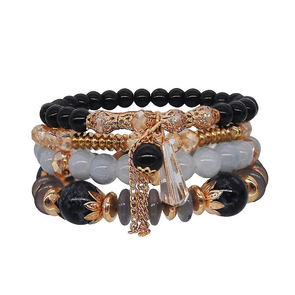 Women Bohemian Hand String Ocean Style Multi Circle Pearl Crystal Bracelet Kemu |Fashion Home Kitchen Beauty