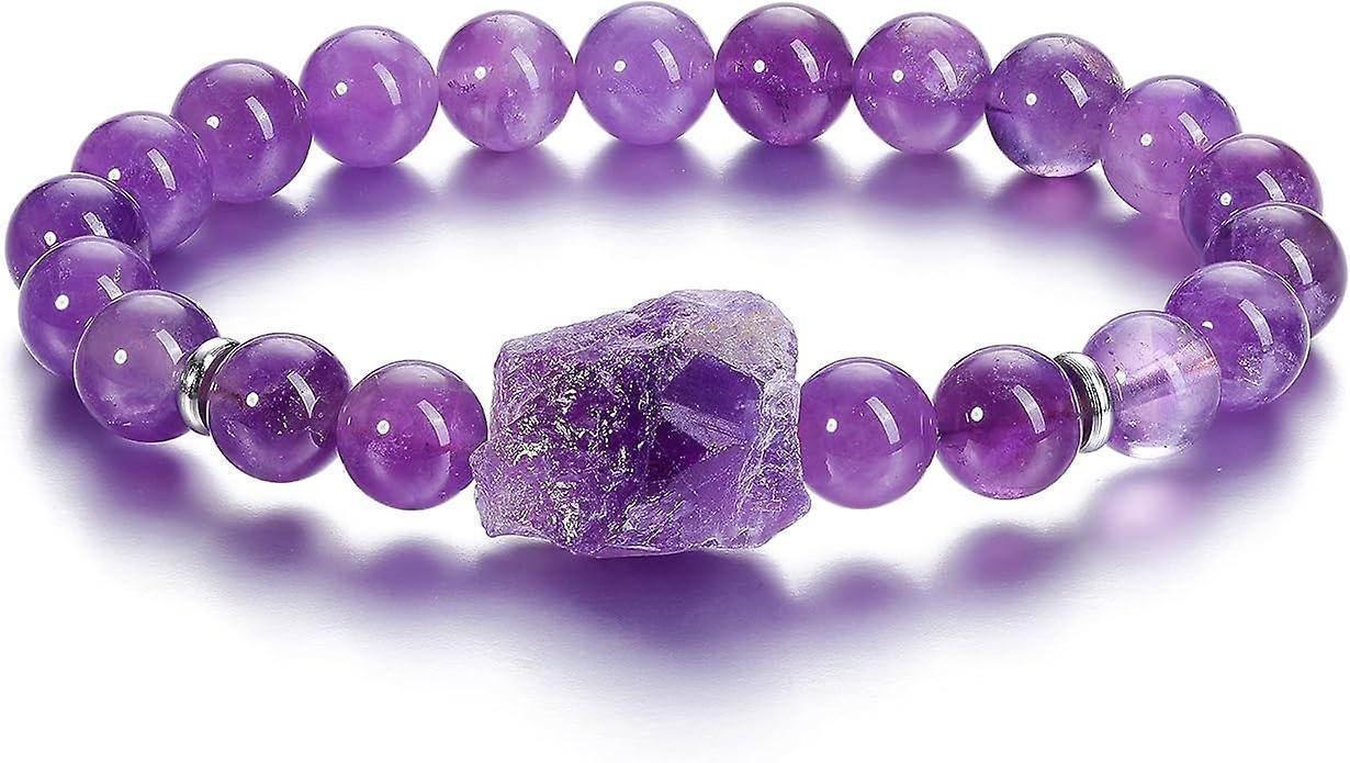 Amethyst Crystal Beaded Bracelet For Women,natural Gem Semi Precious Reiki Healing Crystal Energy Quartz Bracelet,handmade 8mm Round Stone Beads Stret Kemu |Fashion Home Kitchen Beauty
