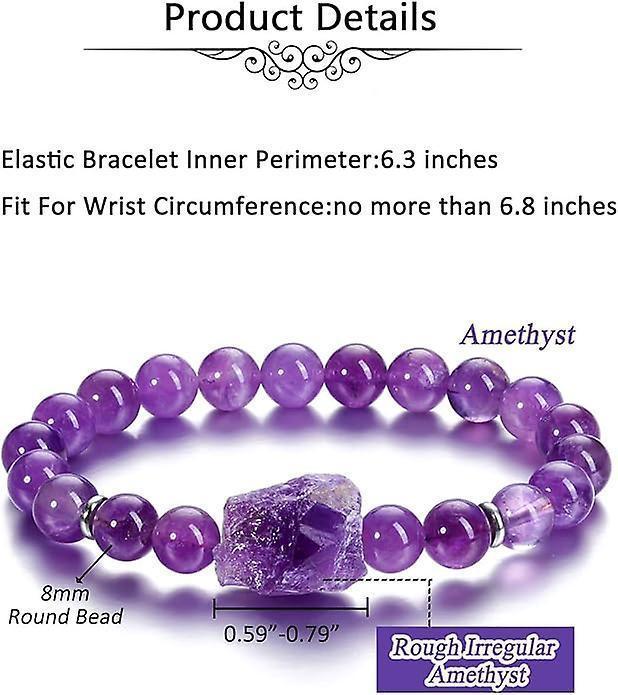 Amethyst Crystal Beaded Bracelet For Women,natural Gem Semi Precious Reiki Healing Crystal Energy Quartz Bracelet,handmade 8mm Round Stone Beads Stret Kemu |Fashion Home Kitchen Beauty