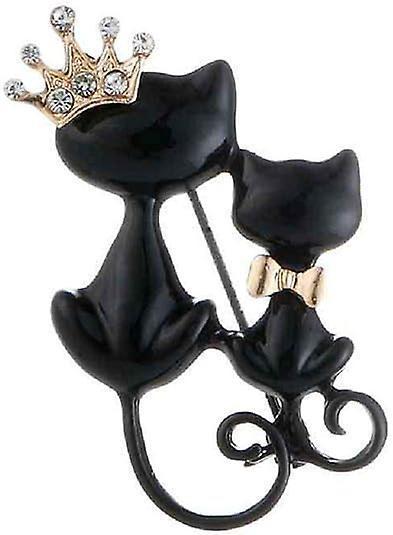 Crystal Rhinestone Kitty Cat Brooch & Pin Double Kittens Cute Brooches Jewelry Accessories For Women Kemu |Fashion Home Kitchen Beauty