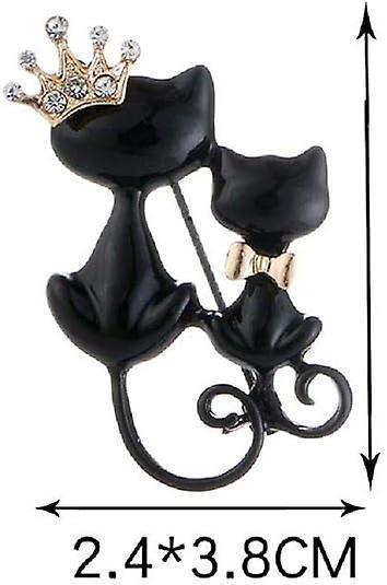 Crystal Rhinestone Kitty Cat Brooch & Pin Double Kittens Cute Brooches Jewelry Accessories For Women Kemu |Fashion Home Kitchen Beauty
