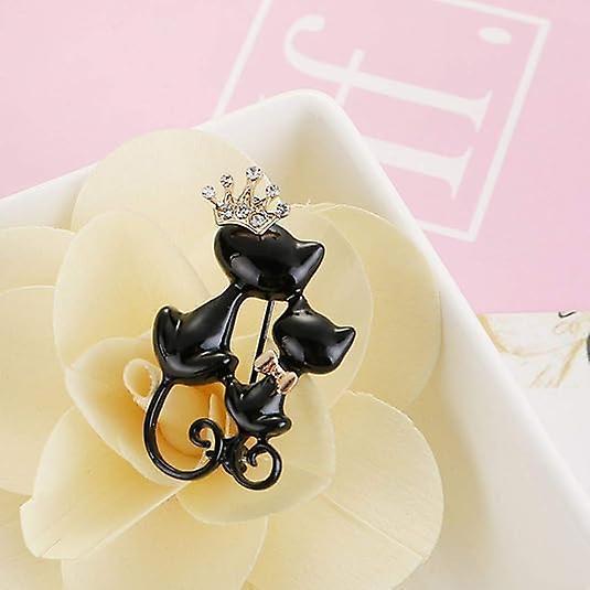 Crystal Rhinestone Kitty Cat Brooch & Pin Double Kittens Cute Brooches Jewelry Accessories For Women Kemu |Fashion Home Kitchen Beauty