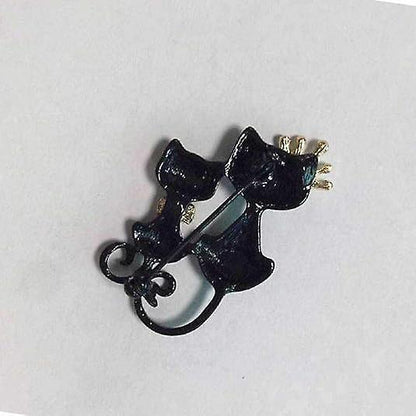 Crystal Rhinestone Kitty Cat Brooch & Pin Double Kittens Cute Brooches Jewelry Accessories For Women Kemu |Fashion Home Kitchen Beauty
