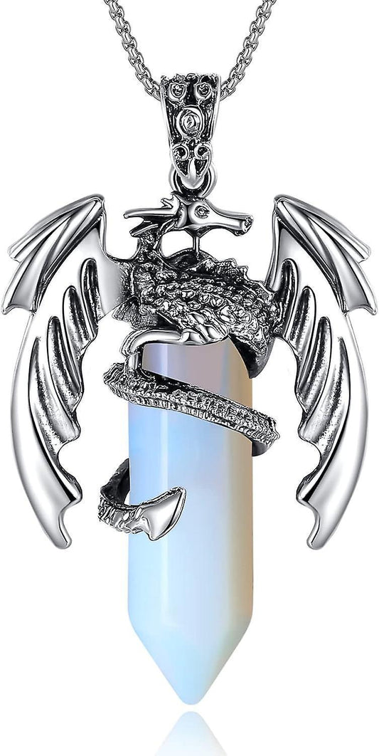 Dragon Necklace For Men Women Crystal Necklace Cool Mens Necklaces Dragon Jewelry Natural Gemstone Necklace Kemu |Fashion Home Kitchen Beauty