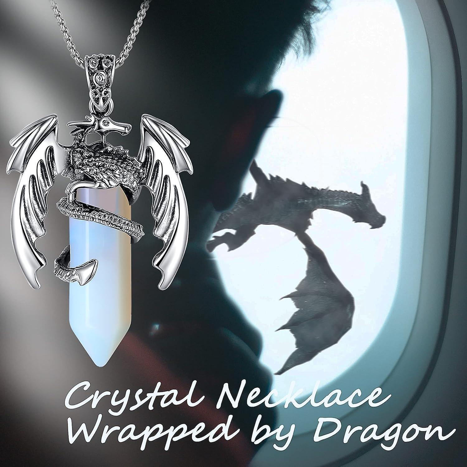 Dragon Necklace For Men Women Crystal Necklace Cool Mens Necklaces Dragon Jewelry Natural Gemstone Necklace Kemu |Fashion Home Kitchen Beauty