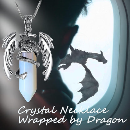 Dragon Necklace For Men Women Crystal Necklace Cool Mens Necklaces Dragon Jewelry Natural Gemstone Necklace Kemu |Fashion Home Kitchen Beauty