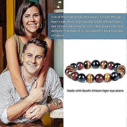 Enjoy Risingsun Tiger Eye Bracelet,Relax Anxiety Crystal Beaded Triple Protection Jewelry Bead Stone Chakra Gemstones Bracelets for women men Kemu |Fashion Home Kitchen Beauty