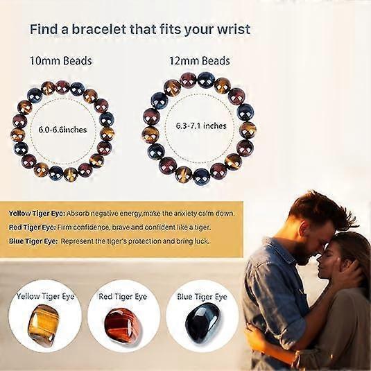 Enjoy Risingsun Tiger Eye Bracelet,Relax Anxiety Crystal Beaded Triple Protection Jewelry Bead Stone Chakra Gemstones Bracelets for women men Kemu |Fashion Home Kitchen Beauty