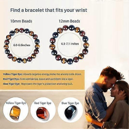 Enjoy Risingsun Tiger Eye Bracelet,Relax Anxiety Crystal Beaded Triple Protection Jewelry Bead Stone Chakra Gemstones Bracelets for women men Kemu |Fashion Home Kitchen Beauty
