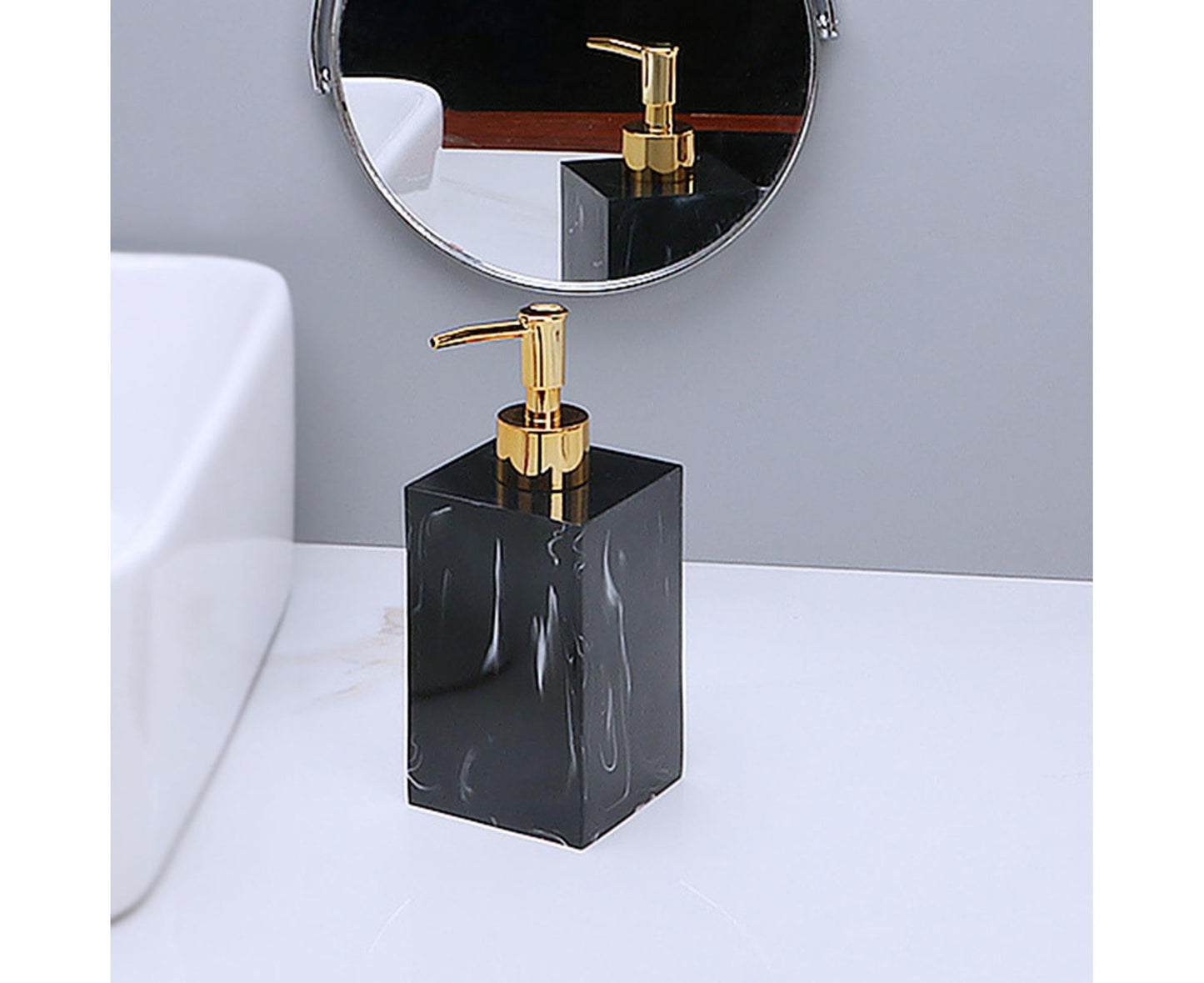 500ml Empty Hand Sanitizer Bottle Refillable Versatile Resin Marbling Press Lotion Dispenser for Bathroom