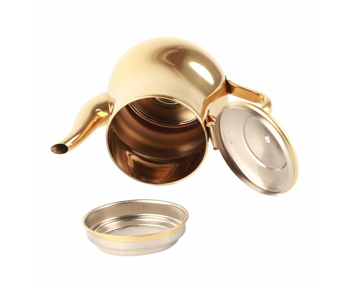 Stainless Steel Tea Pot with Filter, Rust-Proof, Durable Oil Strainer Pot for Hotels & Homes, 500ml, Gold Kemu |Fashion Home Kitchen Beauty