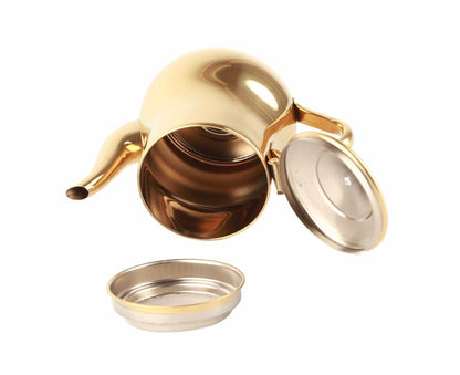 Stainless Steel Tea Pot with Filter, Rust-Proof, Durable Oil Strainer Pot for Hotels & Homes, 500ml, Gold Kemu |Fashion Home Kitchen Beauty