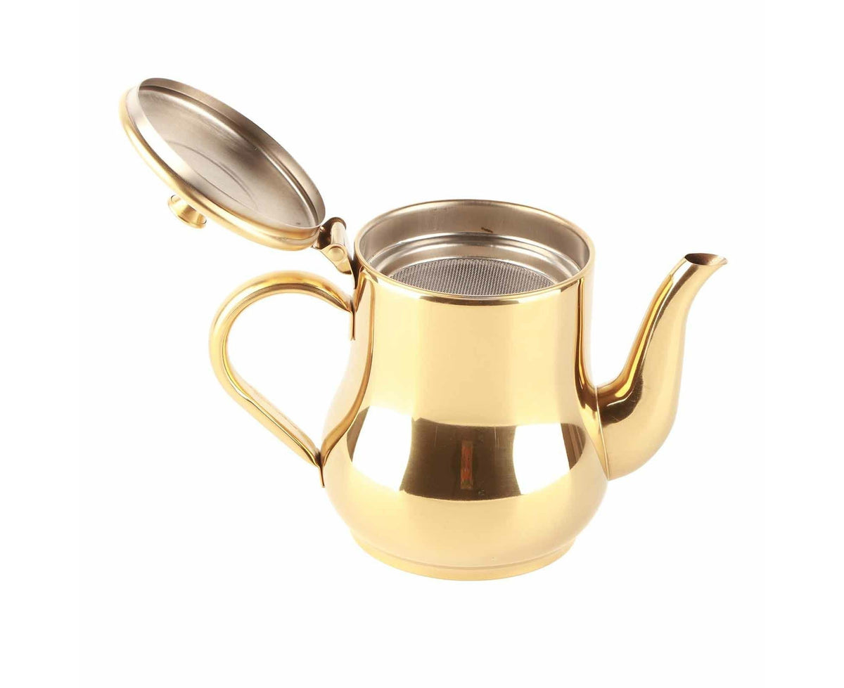 Stainless Steel Tea Pot with Filter, Rust-Proof, Durable Oil Strainer Pot for Hotels & Homes, 500ml, Gold Kemu |Fashion Home Kitchen Beauty