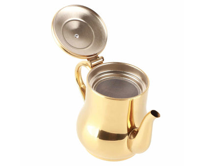 Stainless Steel Tea Pot with Filter, Rust-Proof, Durable Oil Strainer Pot for Hotels & Homes, 500ml, Gold Kemu |Fashion Home Kitchen Beauty