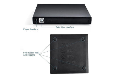 USB 2.0 Slim Protable External CD-RW Drive Writer Player for Laptop Notebook PC Desktop Computer -Black
