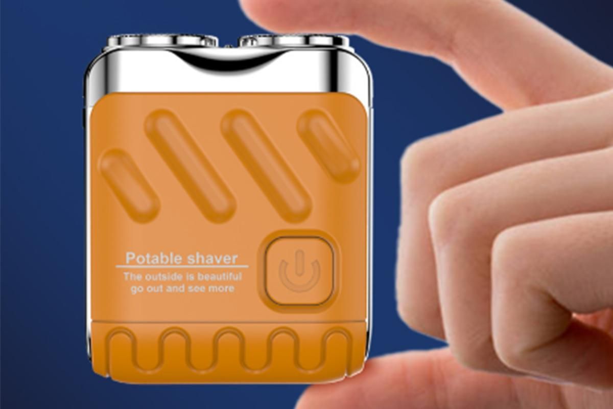 Mini Portable Electric Shaver for Men Wet Dry Waterproof Rechargeable Long Battery Life - Orange