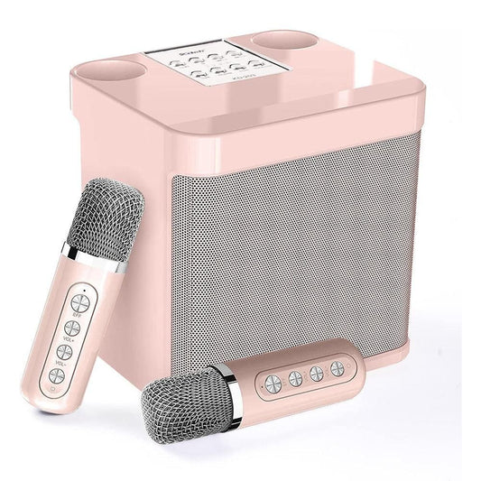 Portable Karaoke Machine with 2 Wireless Microphones Portable Bluetooth Speaker for Family Party Singing Pink Kemu |Fashion Home Kitchen Beauty