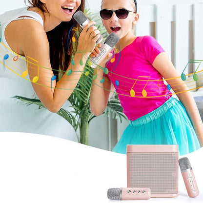 Portable Karaoke Machine with 2 Wireless Microphones Portable Bluetooth Speaker for Family Party Singing Pink Kemu |Fashion Home Kitchen Beauty