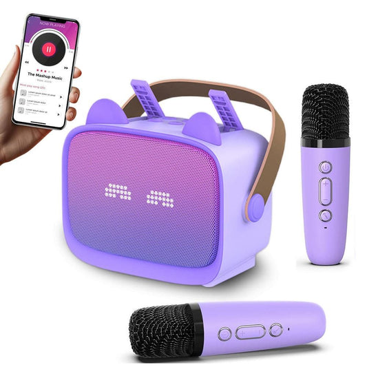 Mini Karaoke Machine - Portable MP3 Player with 2 Wireless Mics Toys & Gifts Purple Kemu |Fashion Home Kitchen Beauty