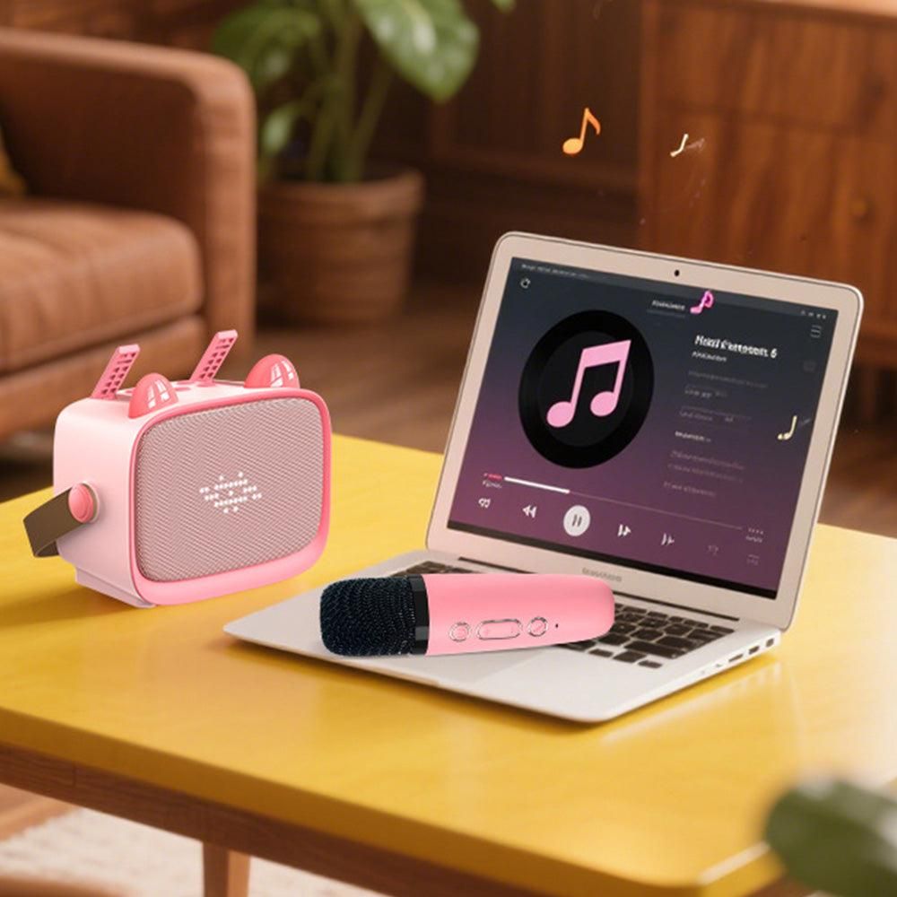 Mini Karaoke Machine - Portable MP3 Player with 2 Wireless Mics Toys & Gifts Pink Kemu |Fashion Home Kitchen Beauty
