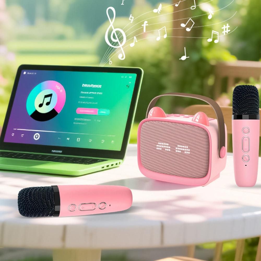 Mini Karaoke Machine - Portable MP3 Player with 2 Wireless Mics Toys & Gifts Pink Kemu |Fashion Home Kitchen Beauty