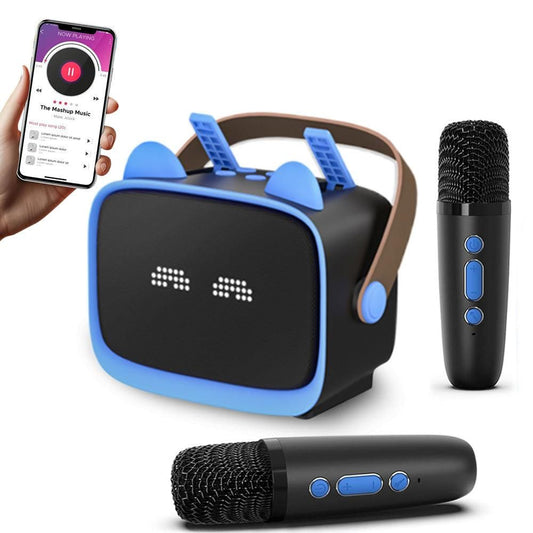 Mini Karaoke Machine - Portable MP3 Player with 2 Wireless Mics Toys & Gifts Blue Kemu |Fashion Home Kitchen Beauty