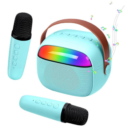 Mini Karaoke Machine with 2 Wireless Microphones Portable Bluetooth Speaker Singing Machine Blue Kemu |Fashion Home Kitchen Beauty