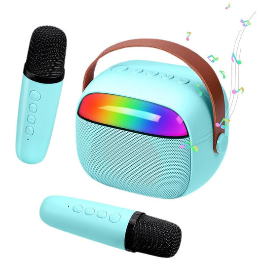 Mini Karaoke Machine with 2 Wireless Microphones Portable Bluetooth Speaker Singing Machine Blue Kemu |Fashion Home Kitchen Beauty