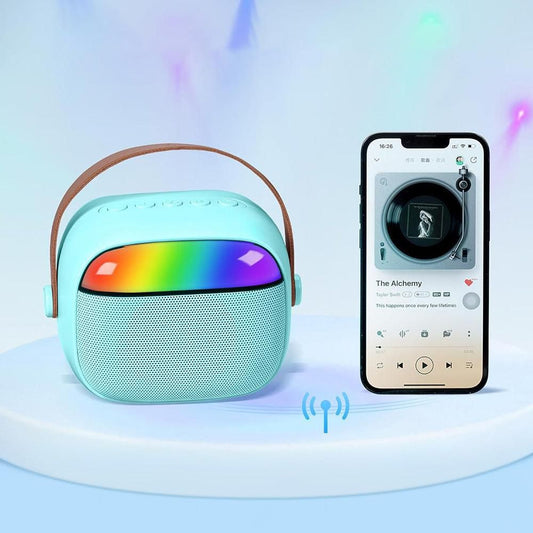 Mini Karaoke Machine with 2 Wireless Microphones Portable Bluetooth Speaker Singing Machine Blue Kemu |Fashion Home Kitchen Beauty