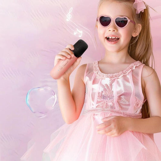 Mini Karaoke Machine with 2 Wireless Microphones Portable Bluetooth Speaker Singing Machine Pink Kemu |Fashion Home Kitchen Beauty