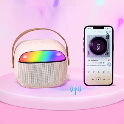Mini Karaoke Machine with 2 Wireless Microphones Portable Bluetooth Speaker Singing Machine Pink Kemu |Fashion Home Kitchen Beauty