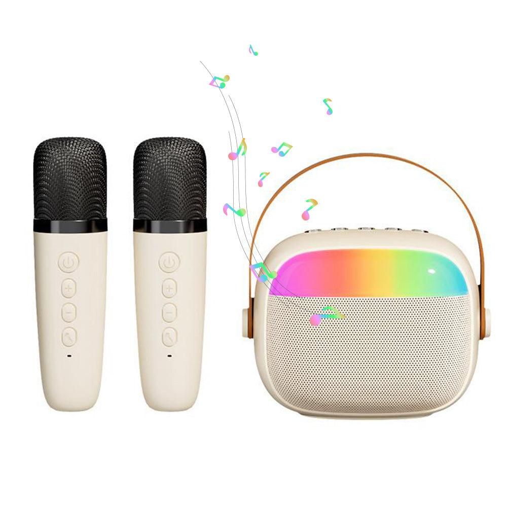 Mini Karaoke Machine with 2 Wireless Microphones Portable Bluetooth Speaker Singing Machine Pink Kemu |Fashion Home Kitchen Beauty