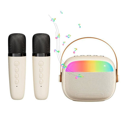 Mini Karaoke Machine with 2 Wireless Microphones Portable Bluetooth Speaker Singing Machine Pink Kemu |Fashion Home Kitchen Beauty